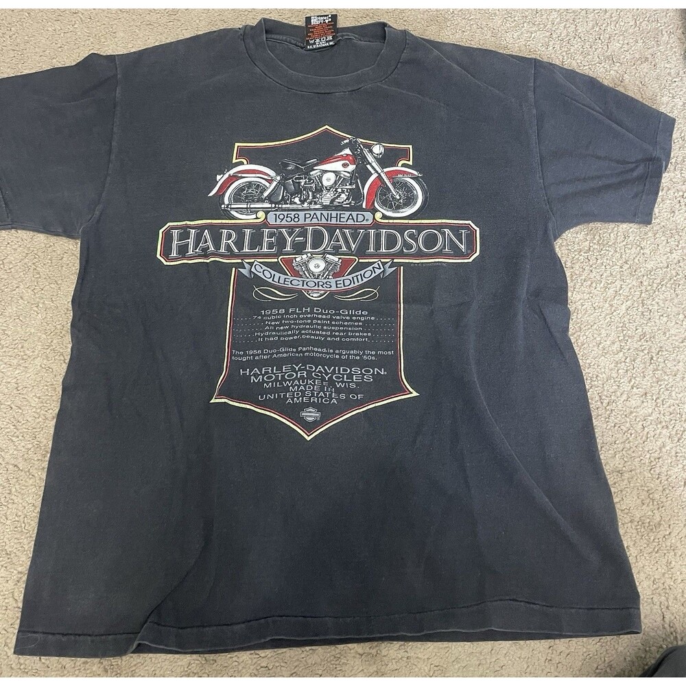 Vtg 90s Harley-Davidson 1958 Panhead Softail Motorcycle Mens T-Shirt HD. Size L